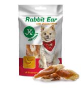 Meat Snack Rabbit Ear with Chicken meat, sušené králičie uši s kuracím mäsom, mäsová maškrta, 80 g