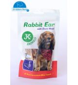 Meat Snack Rabbit Ear with Duck meat, sušené králičie uši s kačacím mäsom, mäsová maškrta, 80 g